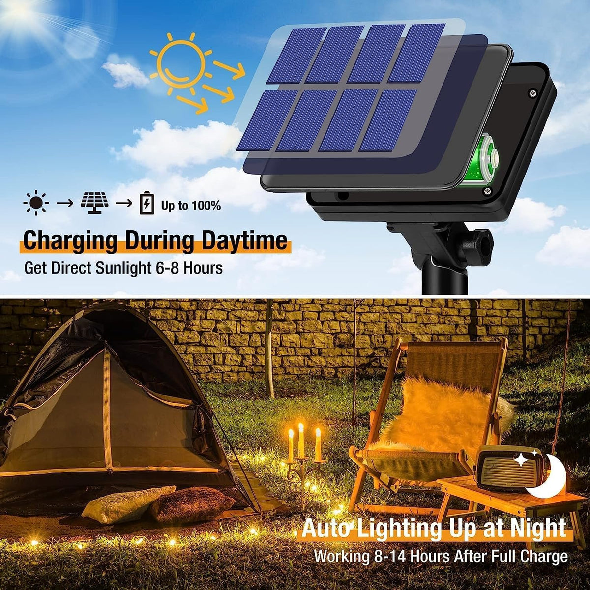 btfarm 2 Pack Solar String Lights Outdoor Garden, 15M/50FT 150 LED