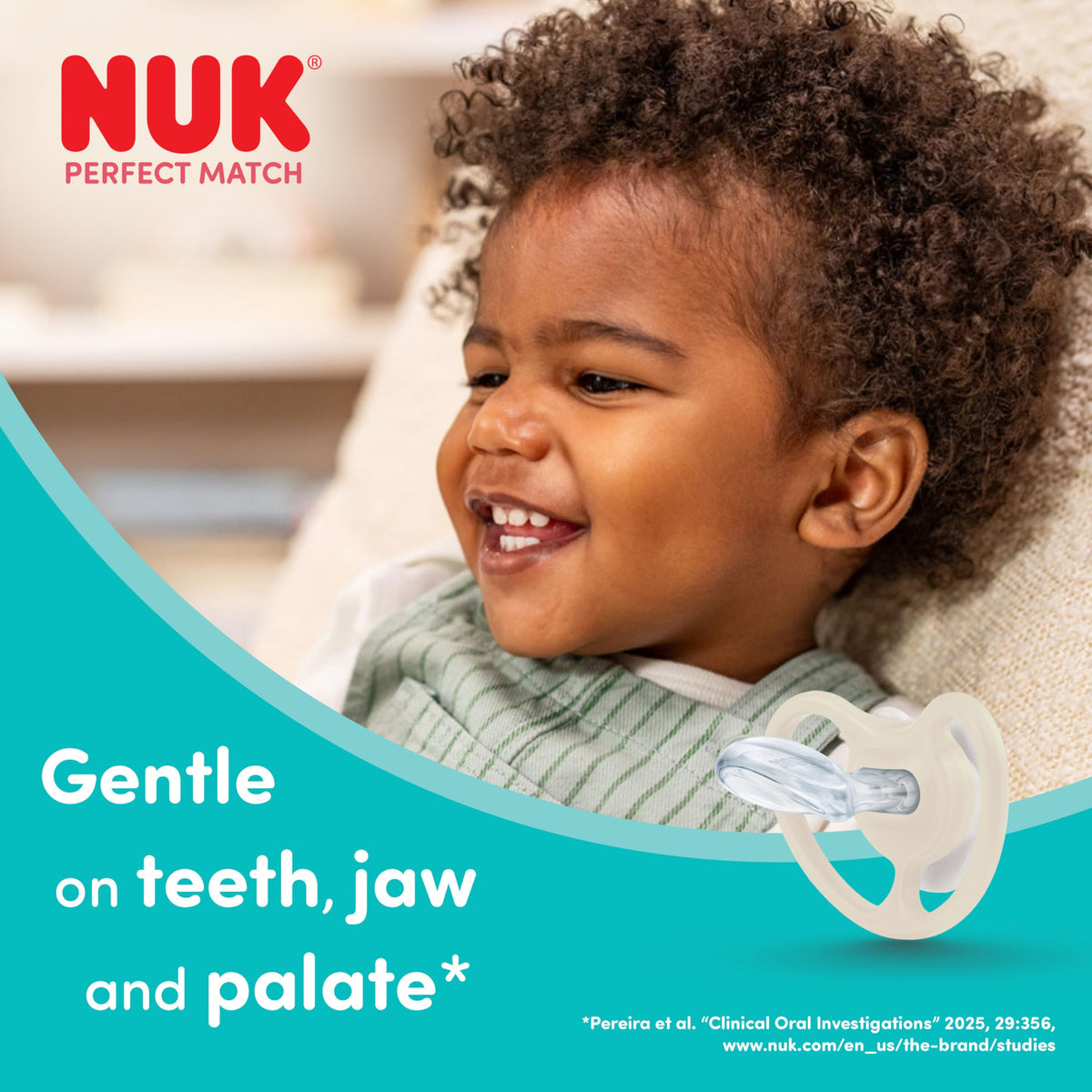 NUK Perfect Match Air Baby Dummies | 6-18 Months | Orthodontic Soothers that Promote Air Flow & Prevent Drool Rash | 95% Baby Acceptance** | Assorted | 4 Count