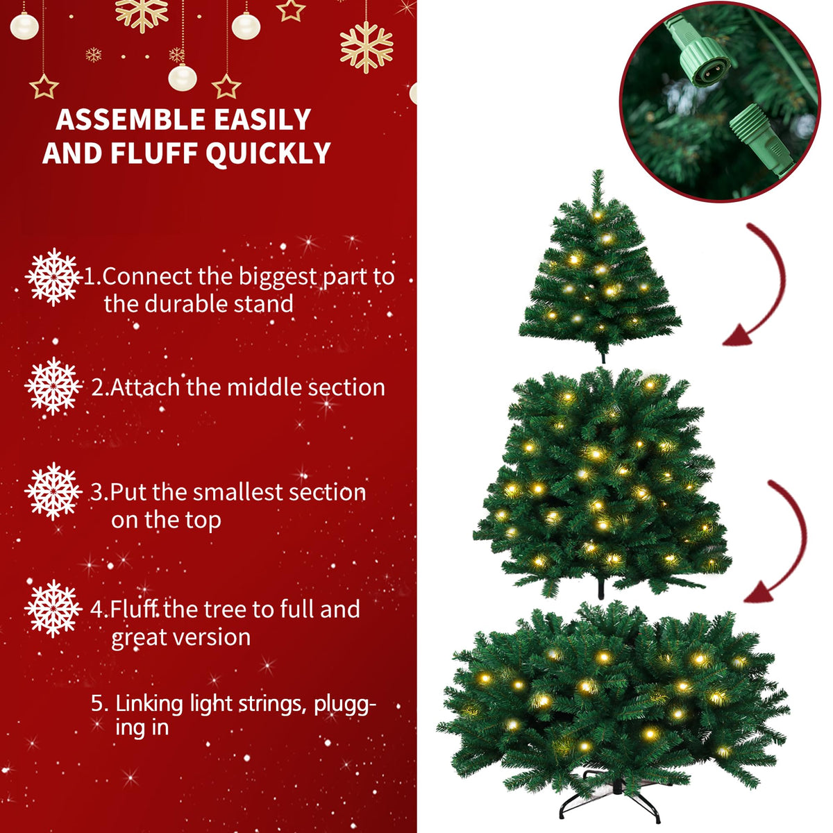 7ft Premium Christmas Tree 1432 Branch Tips Green Xmas Trees Bushy Artificial Christmas Tree Pine Tree with Metal Stand Easy to Assemble Realistic Spruce Branches Christmas Tree for Indoor and Outdoor
