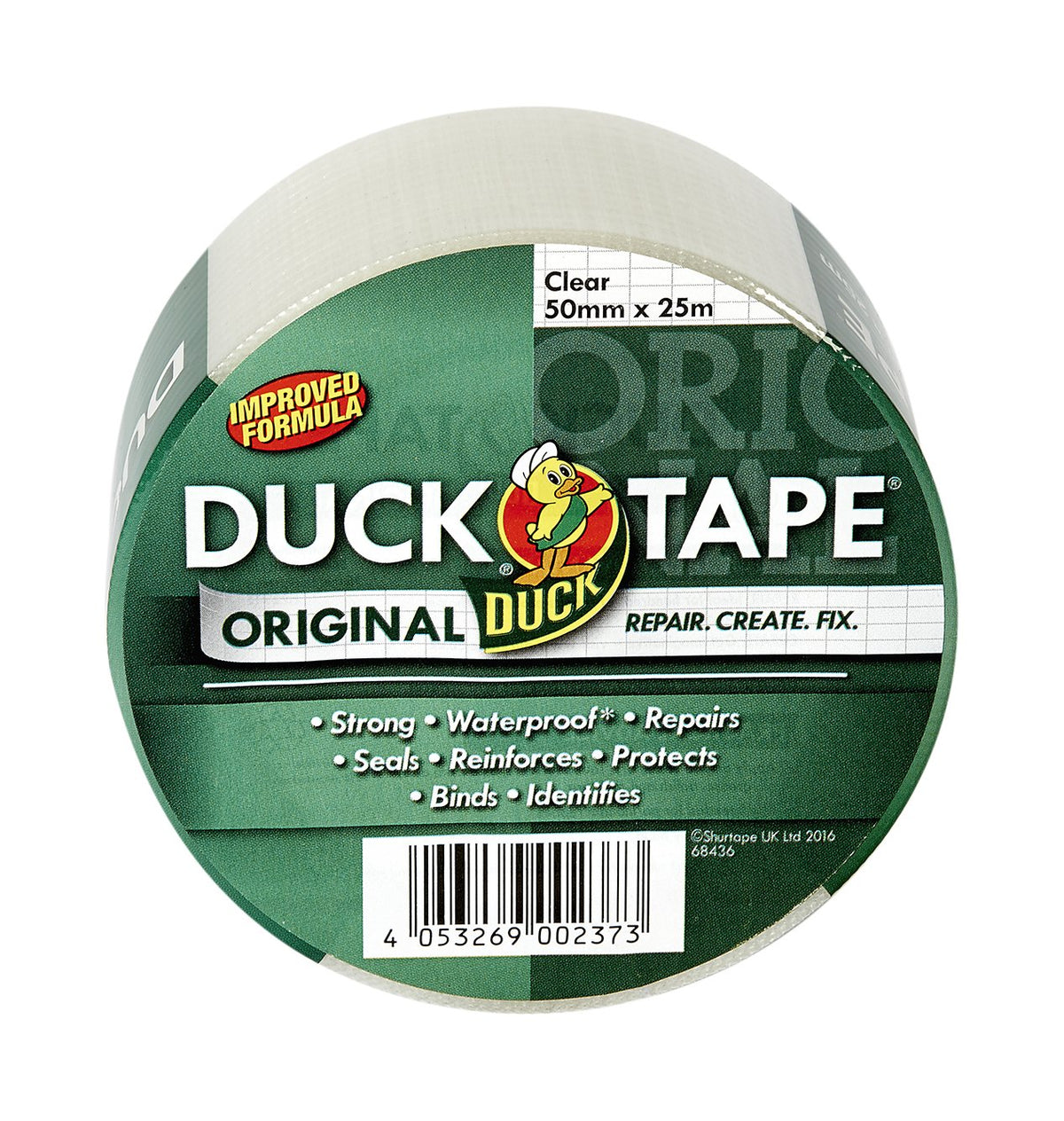 Duck Tape Original White Duct Tape, 50mm x 25m Heavy Duty, Waterproof Gaffer, Gaffa Sticky Tape, Strong Adhesive Cloth Repair Tape, Suitable for Packing boxes, Moving House, Parcels or Packaging