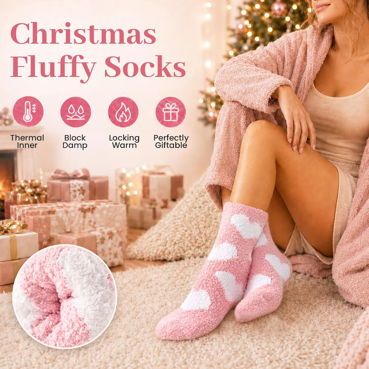 Fluffy Socks for Womens 3-8, Cosy Warm Bed Socks with Gift Box