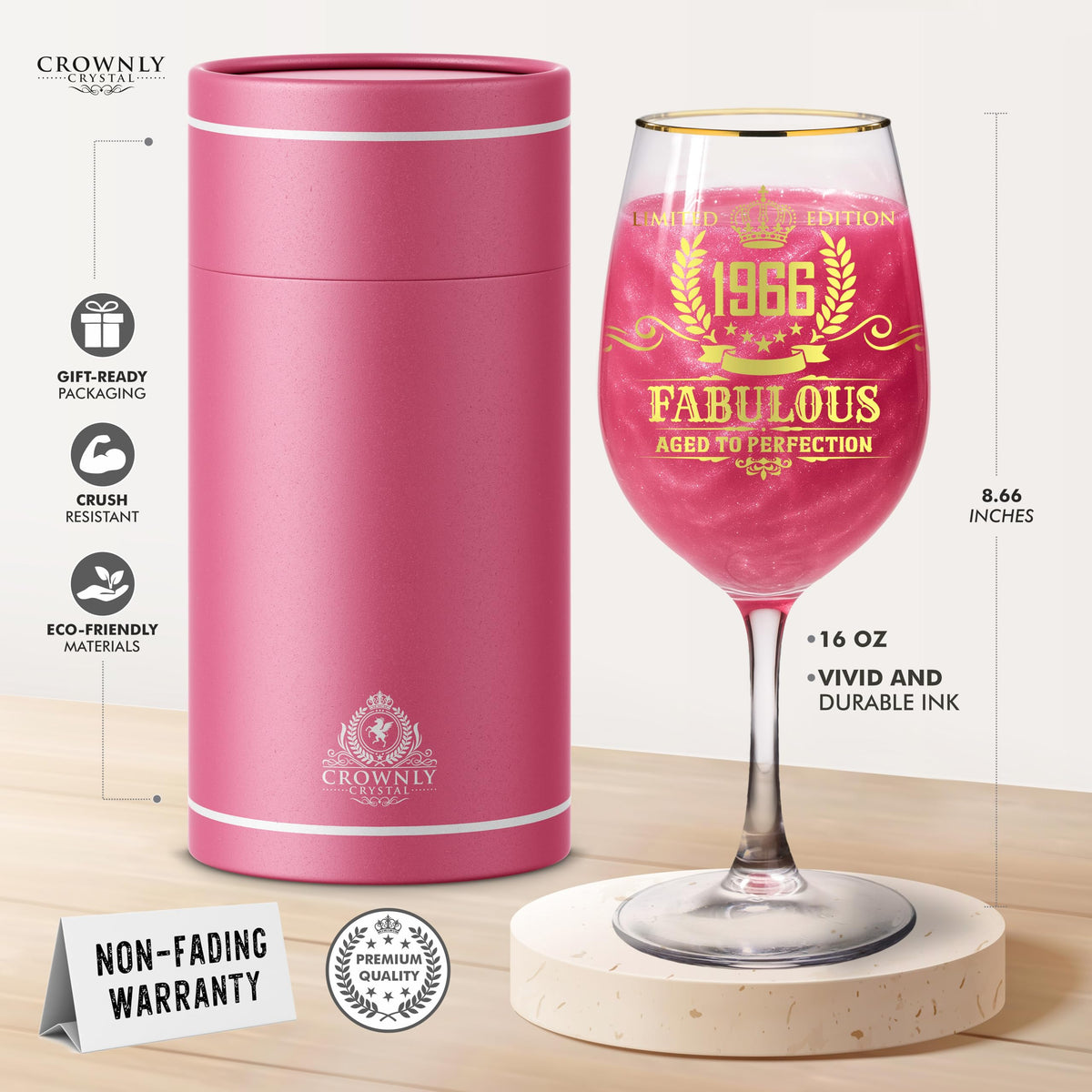 CROWNLY CRYSTAL® Mothers Day Gifts for Mum Wine Glass Personalised Mummy Birthday Present Womens Drinking Glasses Ladies Gift Ideas Mum Presents from Daughter Son