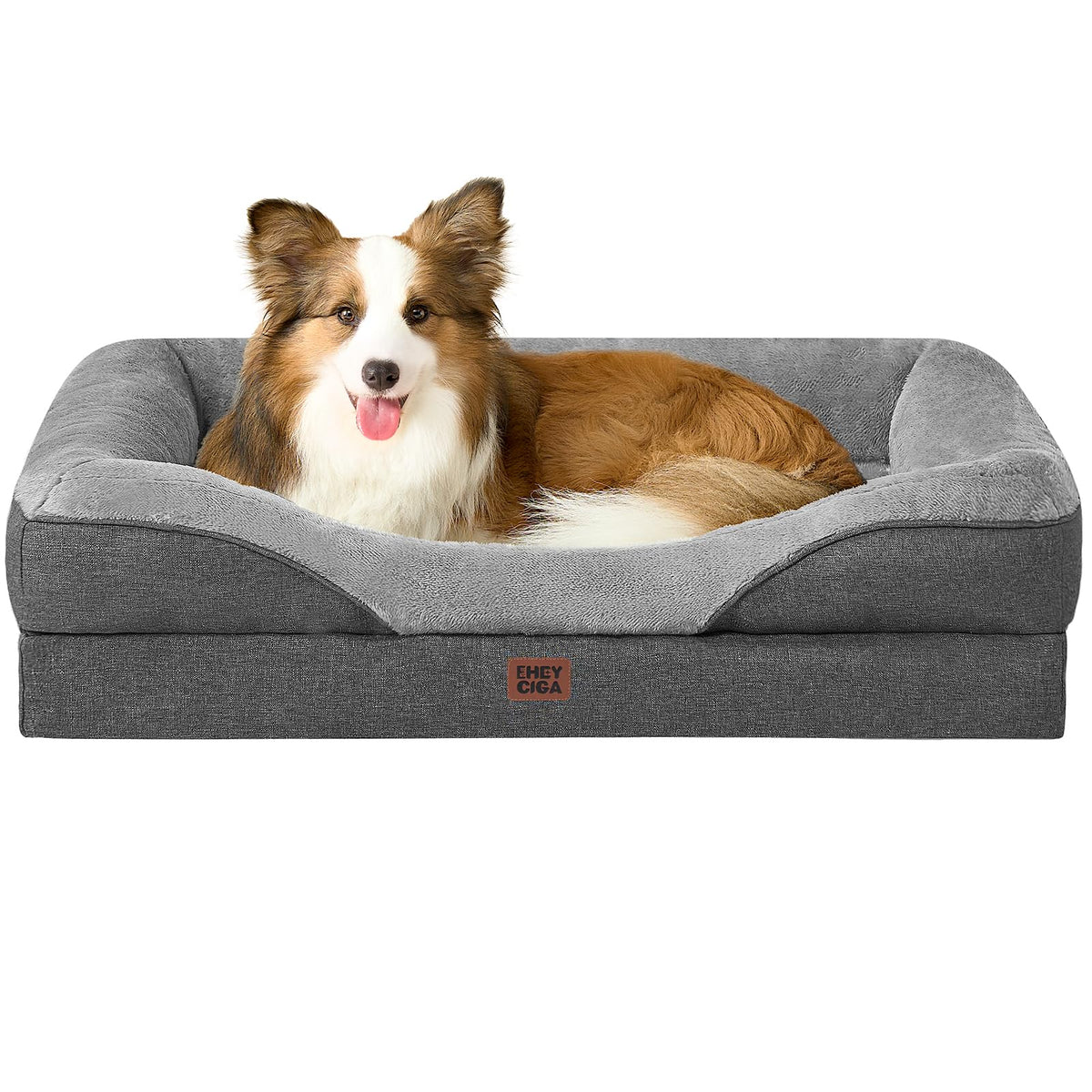 EHEYCIGA Memory Foam Orthopedic Dog Beds Large, 91x68x17cm, Dark Grey