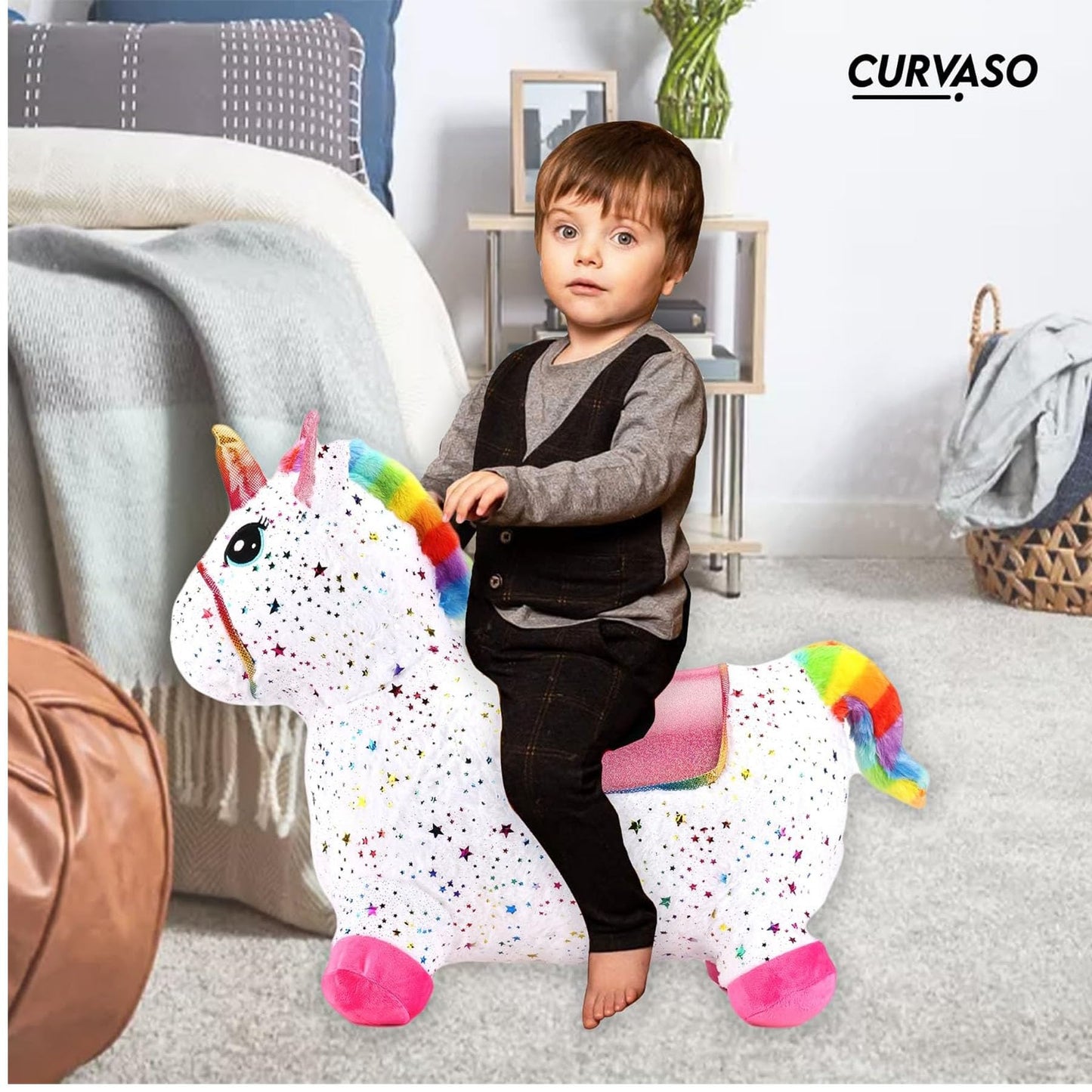 Green Dino Animal Bouncy Jump Space Hopper Inflatable Ride On Kids Children's Fun Toy Gift For Boys Girls Indoors Outdoors Pump Included PA7041