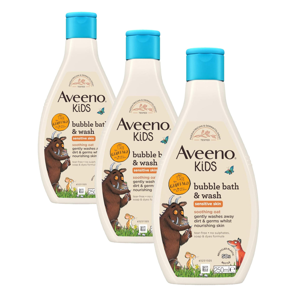 Aveeno Kids Bubble Bath & Wash for Sensitive Skin 250ml Gruffalo Edition