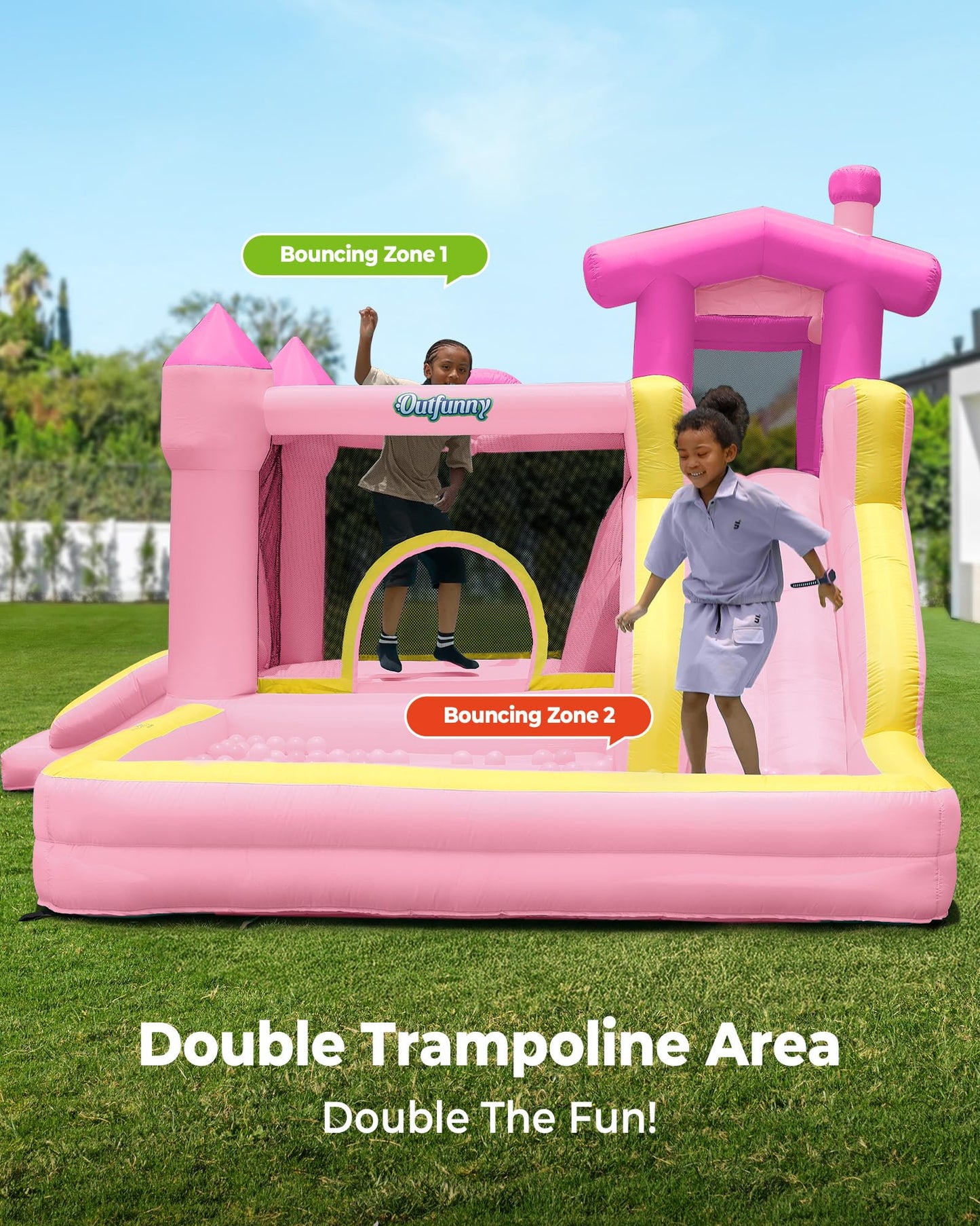 Outfunny 6-in-1 Unicorn Inflatable Bouncy Castle with Blower — 352x350x245cm | Ages 3-12