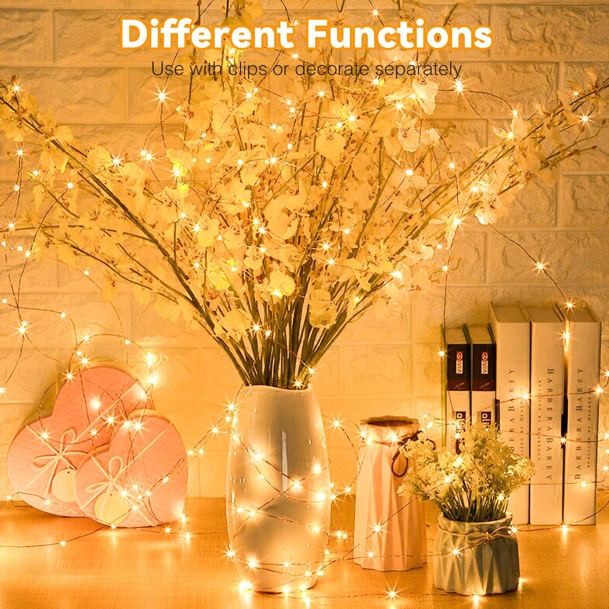 Kolpop 50LED Photo Clip String Lights, 5M Photo Peg Fairy Lights Indoor with 30 Clips Battery Powered Cooper Wire Hanging String Photo Display for Bedroom Birthday Wedding Party Christmas Decorations