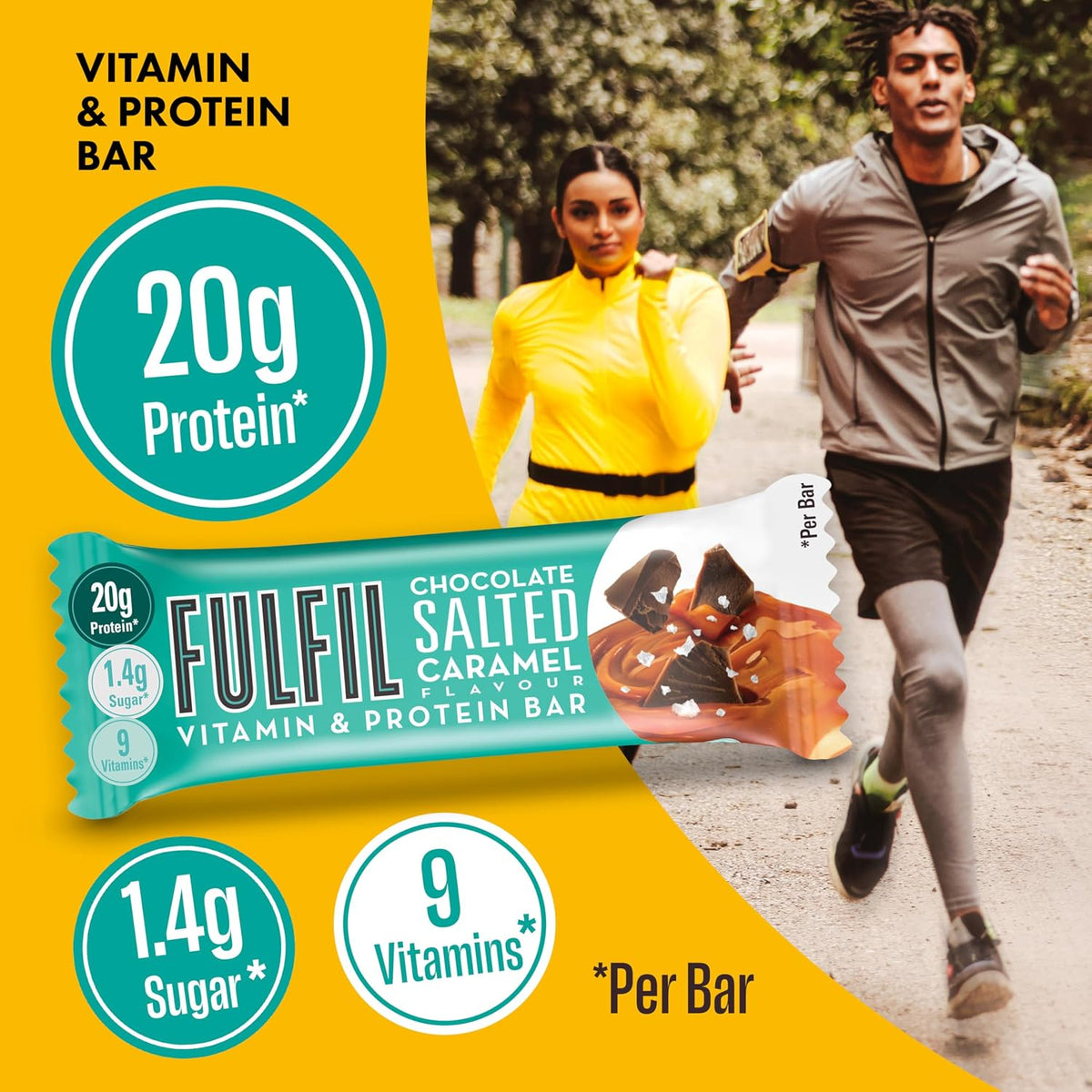FULFIL Vitamin and Protein Bars, Chocolate Salted Caramel Flavour, 15 x 55g