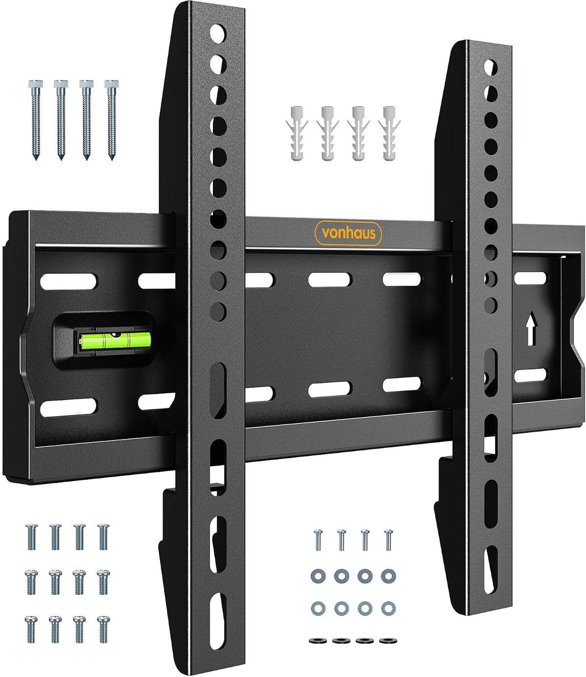 VonHaus TV Wall Bracket for 15-50" Screens, Ultra-Slim TV Bracket with Spirit Level, Flat to Wall Mount, 40kg Capacity, Max VESA: 300x200m