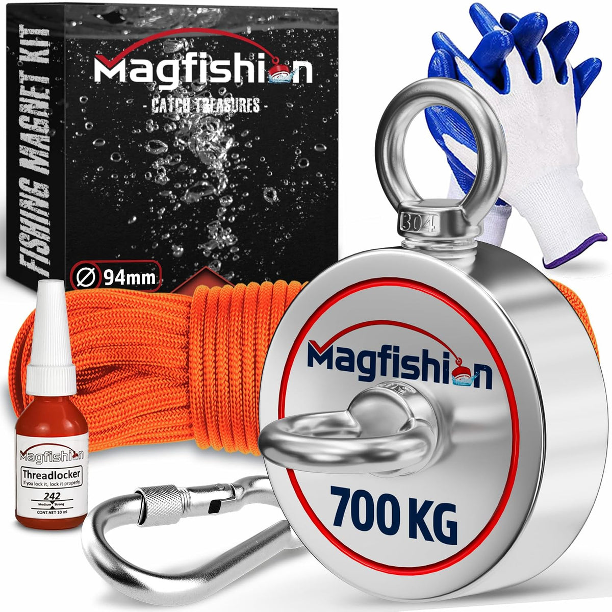 MAGFISHION Magnet Fishing Kit - 700 KG (1600lb) - Ø94mm - Fishing Magnets