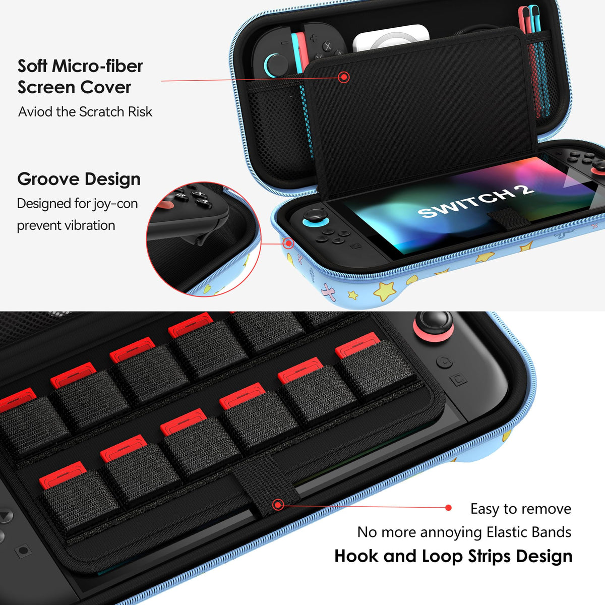 ivoler Carry Case for Nintendo Switch 2 (2025 Model) – Protective Portable Hard Shell Pouch Carrying Travel Game Bag for Nintendo Switch 2 Accessories Holds 12 Game Cartridge– Black