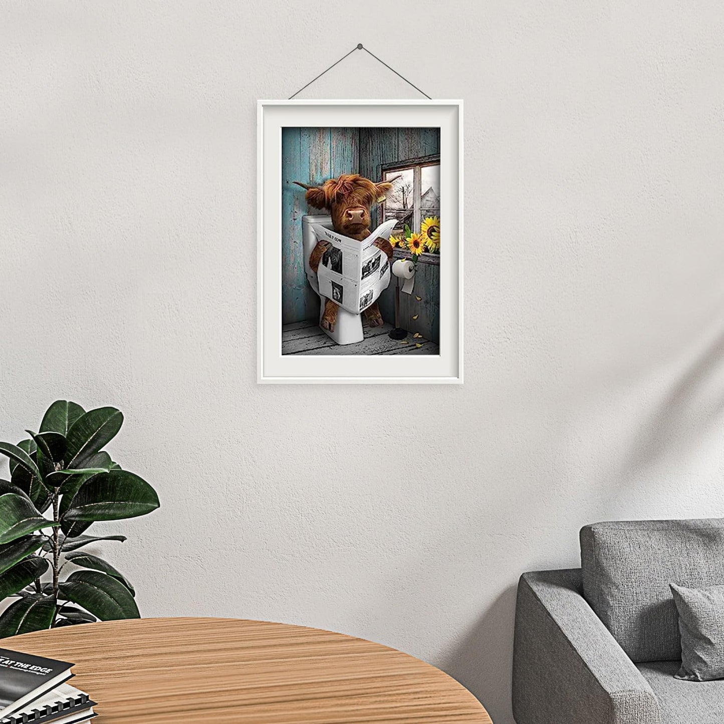 VARHHUXHA 5D Diamond Art Painting Kits for Adults, Cow and Flower Full Drill Crystal Art Kits for Adults, DIY Cross Stitch Arts Crafts Pictures Embroidery Kit for Beginner Home Wall Decor 30x40
