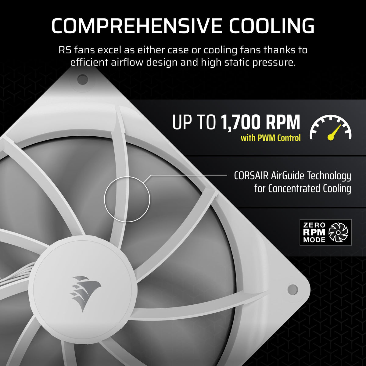 CORSAIR RS120 ARGB 120mm PWM Fans – Daisy-Chain Connection – Low-Noise – Magnetic Dome Bearing – Triple Pack – White