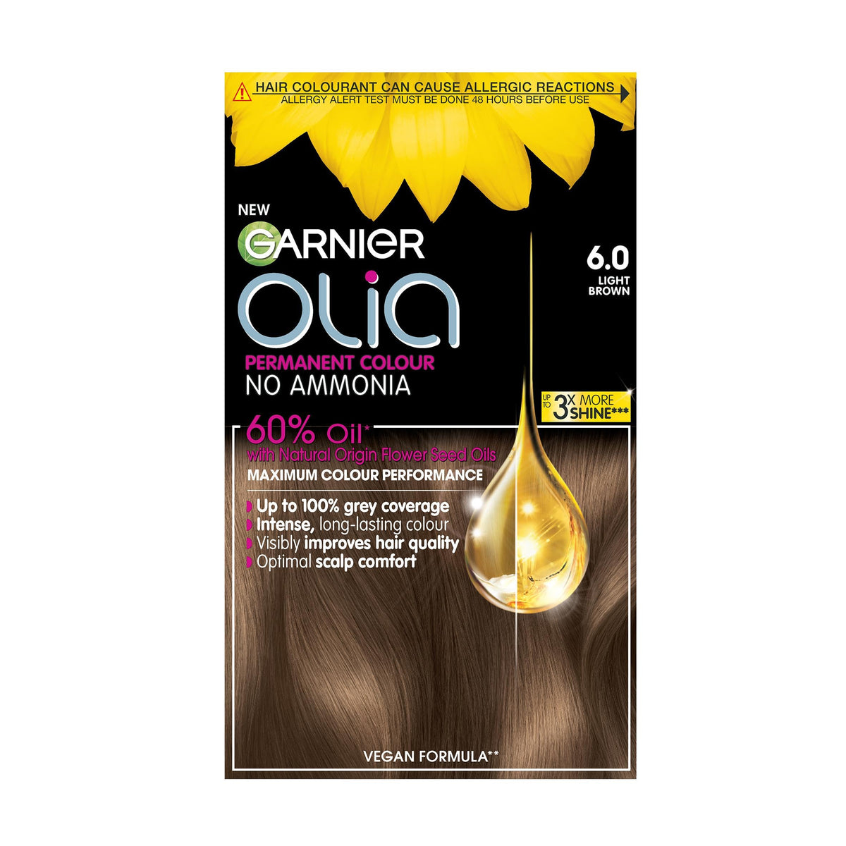 Garnier Olia Luminous Long-Lasting Permanent Hair Colour, 5.0 Brown