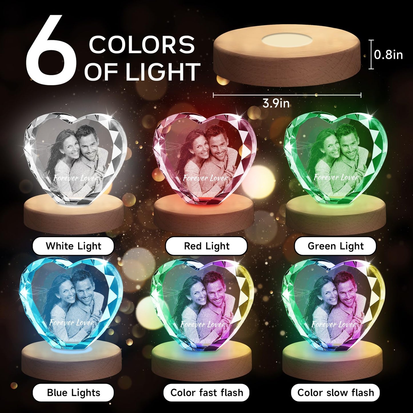 Personalised 3D Crystal Photo Gift, Custom Gifts with 3D Laser Etched, Engraved Inside the Crystal Using Your Photo Customized Memorial Custom Mother’s Day Picture Gift (Cuboid)