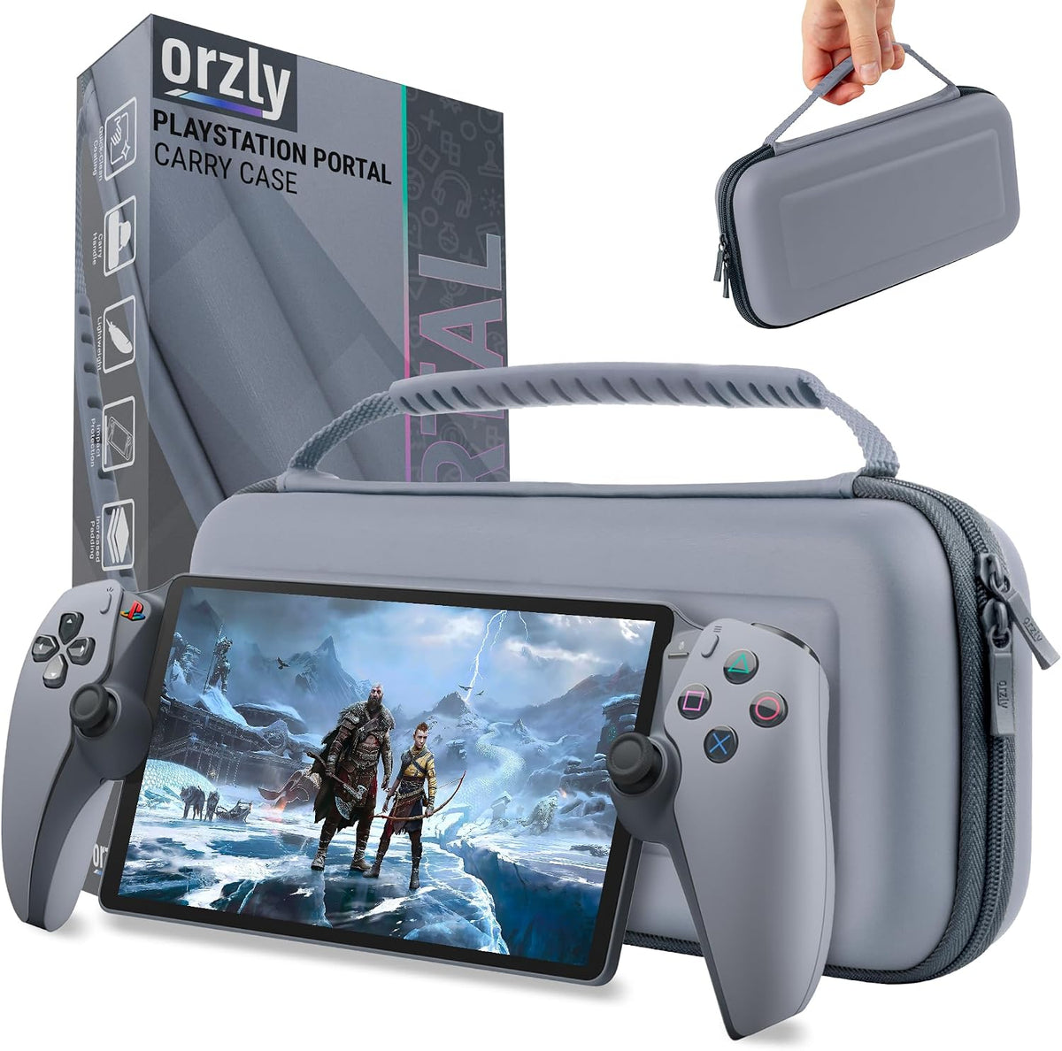 Carry Case designed for Playstation Portal remote player for PS5 Console holds accessories and offers Travel and Storage Protection for headset charger headset & more - Black/White - Gift box edition