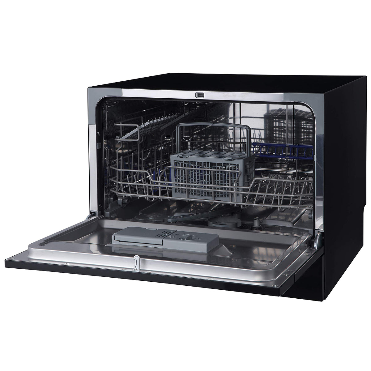 Russell Hobbs Table Top Dishwasher Compact Mini with 6 Place Settings, LED Display, Button Control, 6 Programmes, Portable & Efficient, 24hr Timer, Rinse & Eco Mode in White, RH6TTDW0D1W