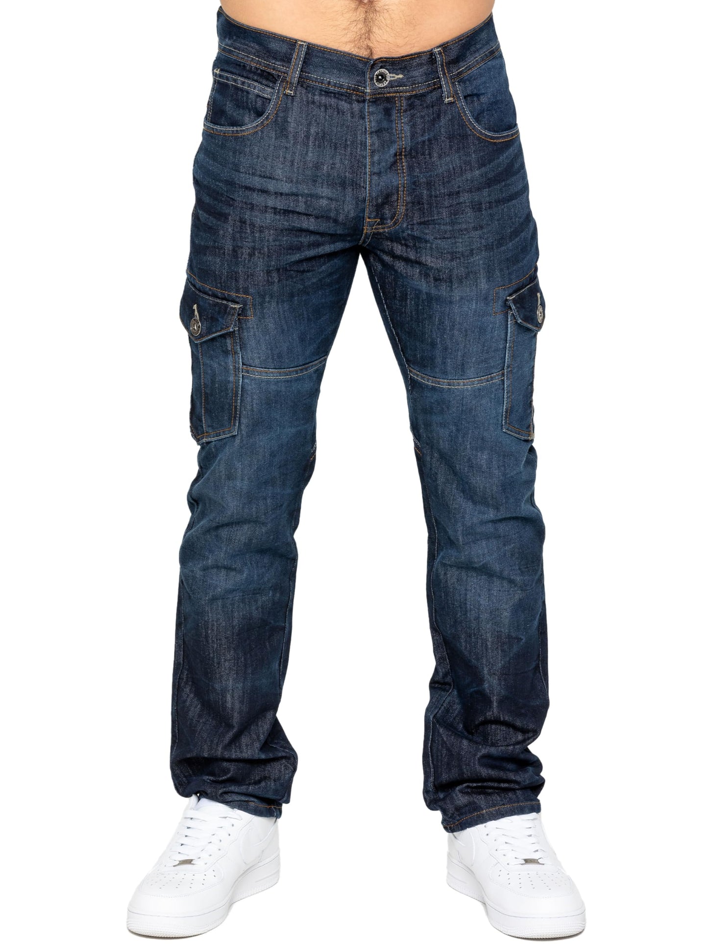 989Zé ENZO Mens Jeans Straight Leg Regular Fit Casual Cotton Denim Pants Trousers All Waist Sizes
