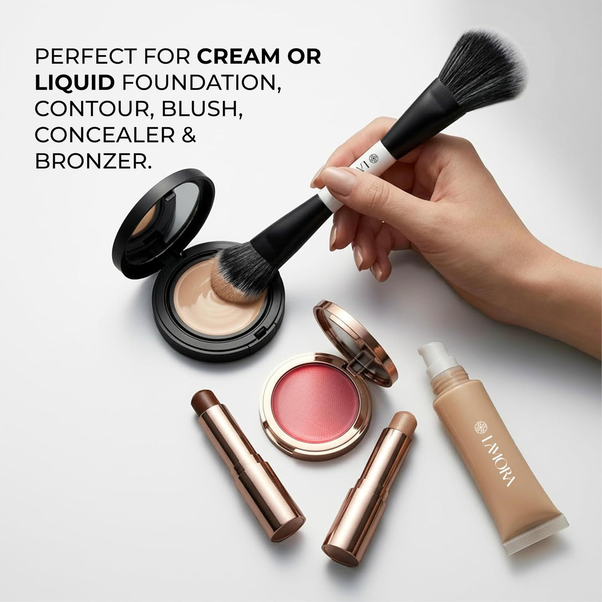 Make Up Brush Foundation Kabuki Flat Top, Perfect For Blending Liquid Cream