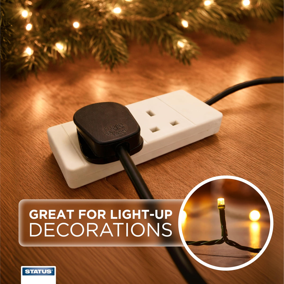 STATUS 6 Socket Extension Lead, 2m Multi-Plug Power Strip for Home, Office or Gaming Set-ups, White (S6W2MS12)