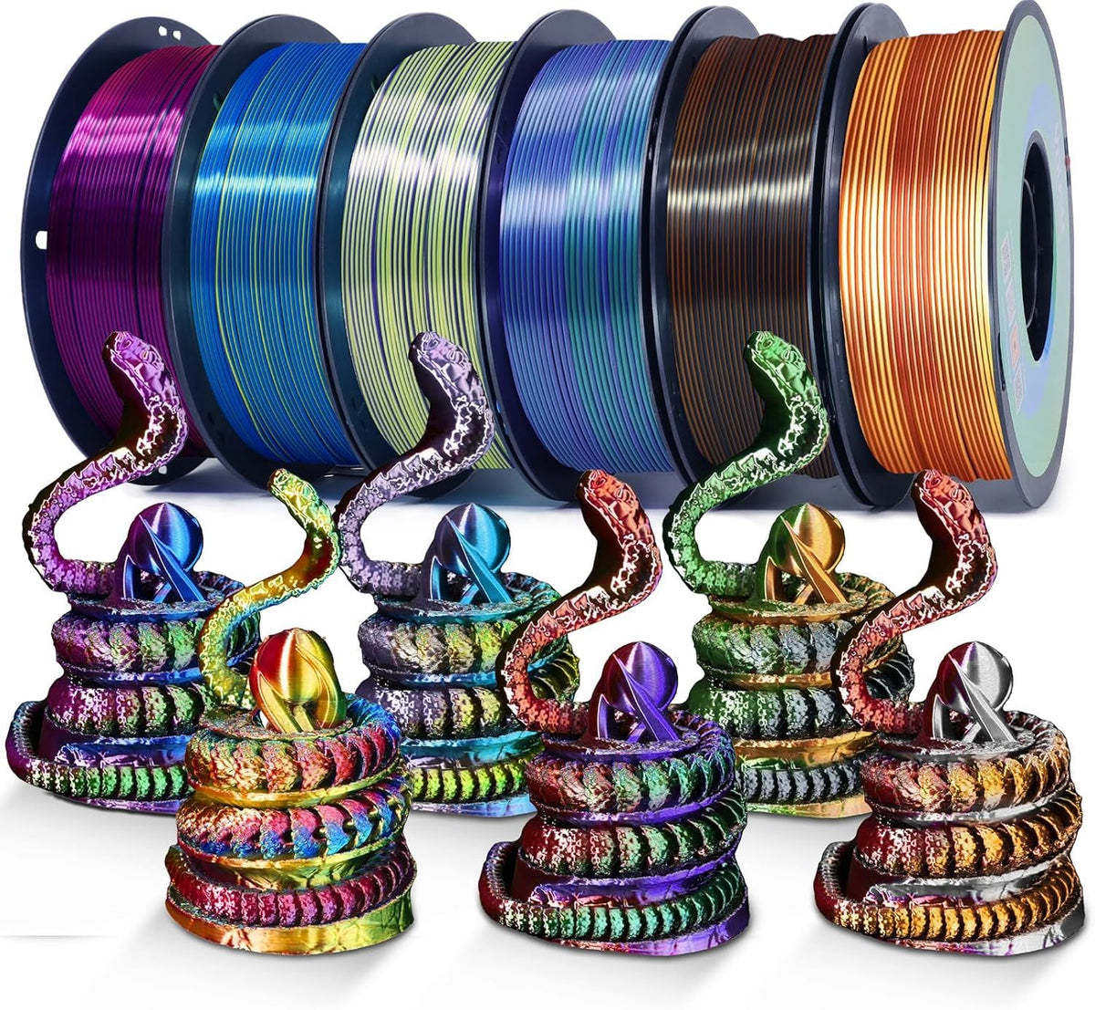 YOUSU 3D Printer Filament Bundle,Glow in The Dark Filament Multicolor,PLA Filament 1.75 mm,Green, Blue,Purple and Rainbow Accuracy +/- 0.03 mm,250g X 4 Pack