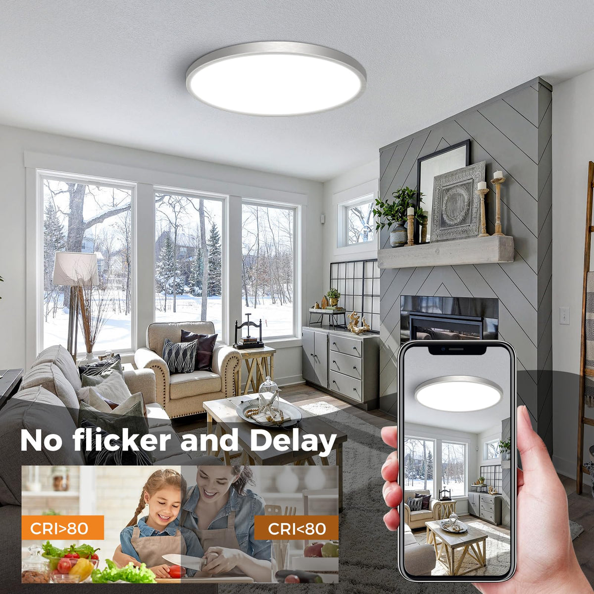 slochi Bathroom Light, 3000K/4000K/6500K 3 Color Temperature, Waterproof, Round, Modern, Flush Ceiling Light for Bathroom, Kitchen, Bedroom, Hallway and MoreØ18CM(Gold)