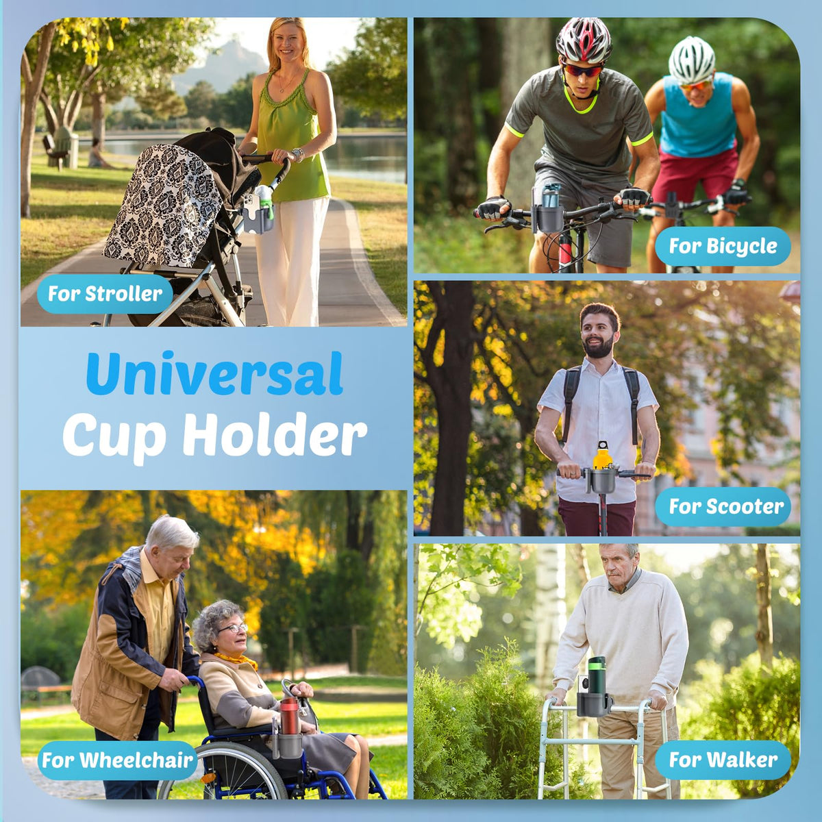 2-Pack Pram Cup Holder with Phone Holder, Universal Pram Buggy Accessories