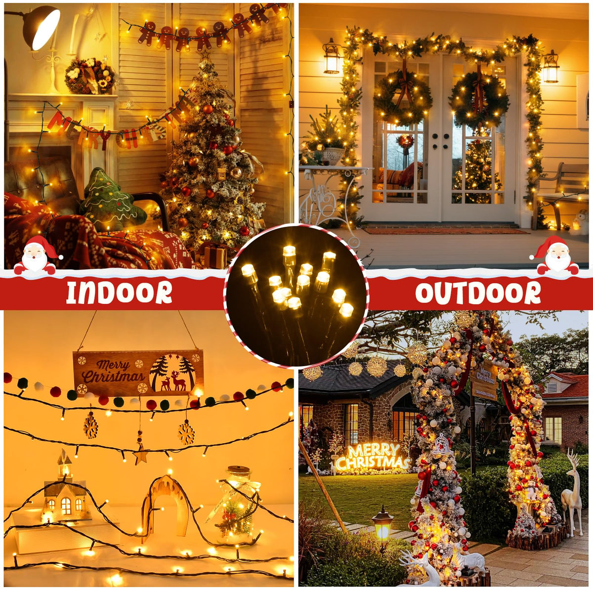 Gcstnn Battery Fairy Lights, 3M/9.8Ft 30LED Battery Powered Fairy Lights Indoor Outdoor with 6h Timer Waterproof String Lights On Green Cable,for Bedroom Christmas Tree Decorations,Garden-Cool White