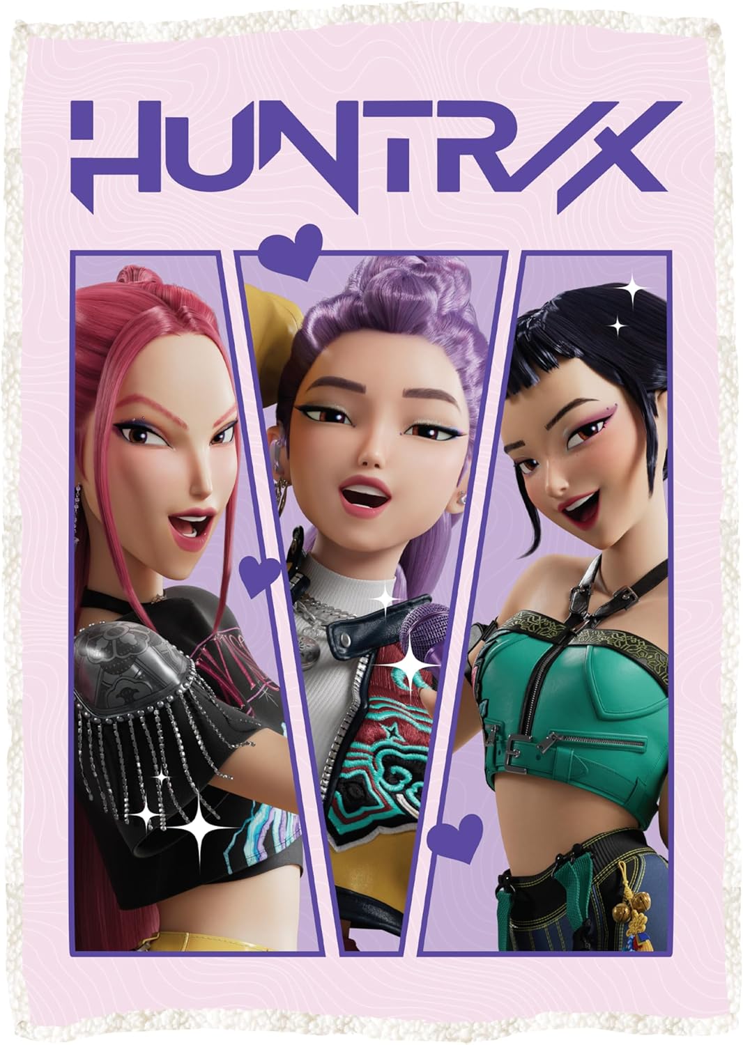 K Pop Demon Hunters Officially Licenced Fleece Blanket | Super Soft Warm Fleece With Sherpa Back | Pink Ready Design | Perfect For Home, Sleepovers & Camping | 120 x 150 cm