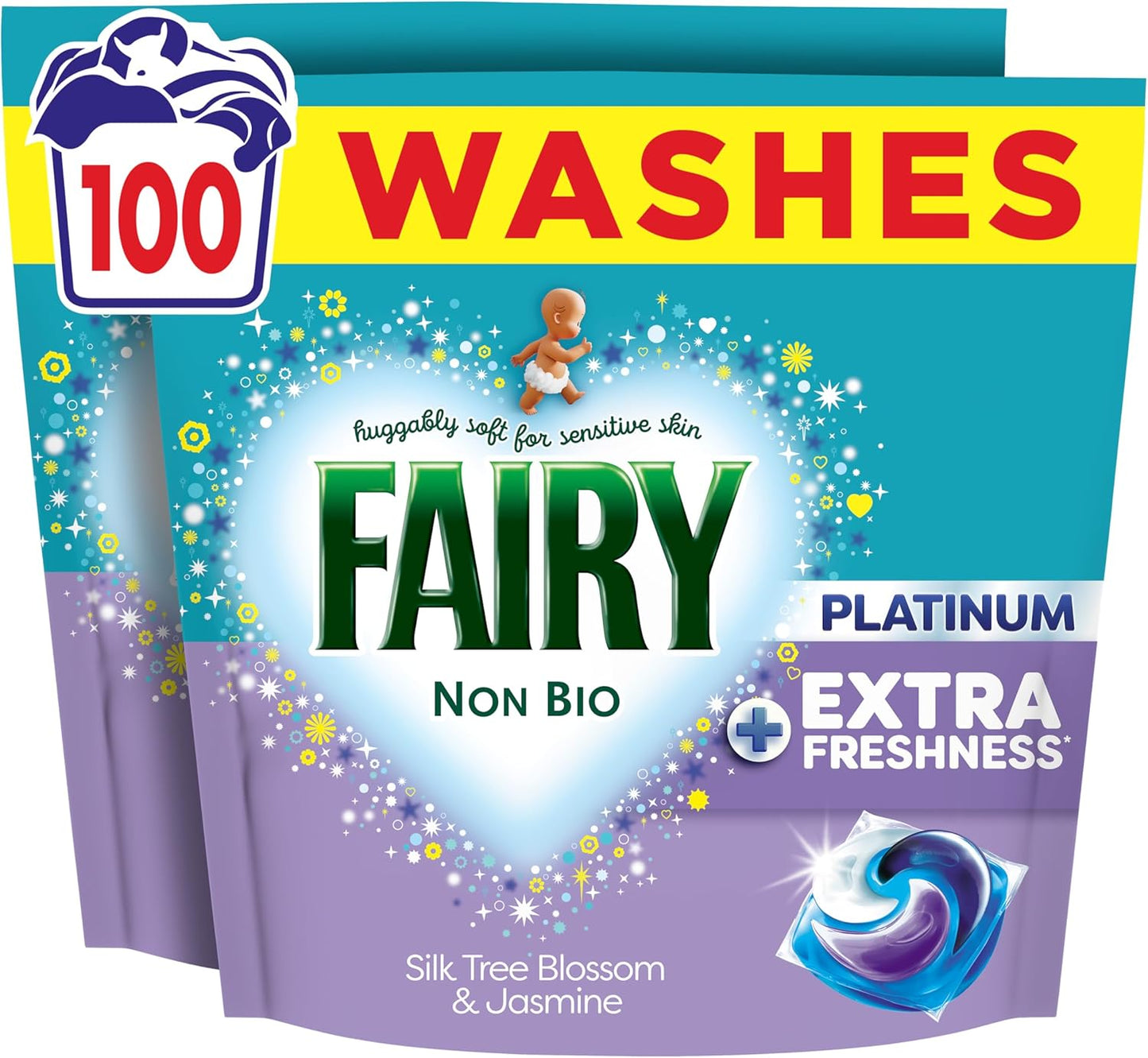 Fairy Non Bio Silk Tree Blossom & Jasmine Washing Liquid Pods, Voted No1 for Sensitive Skin, 100 Washes
