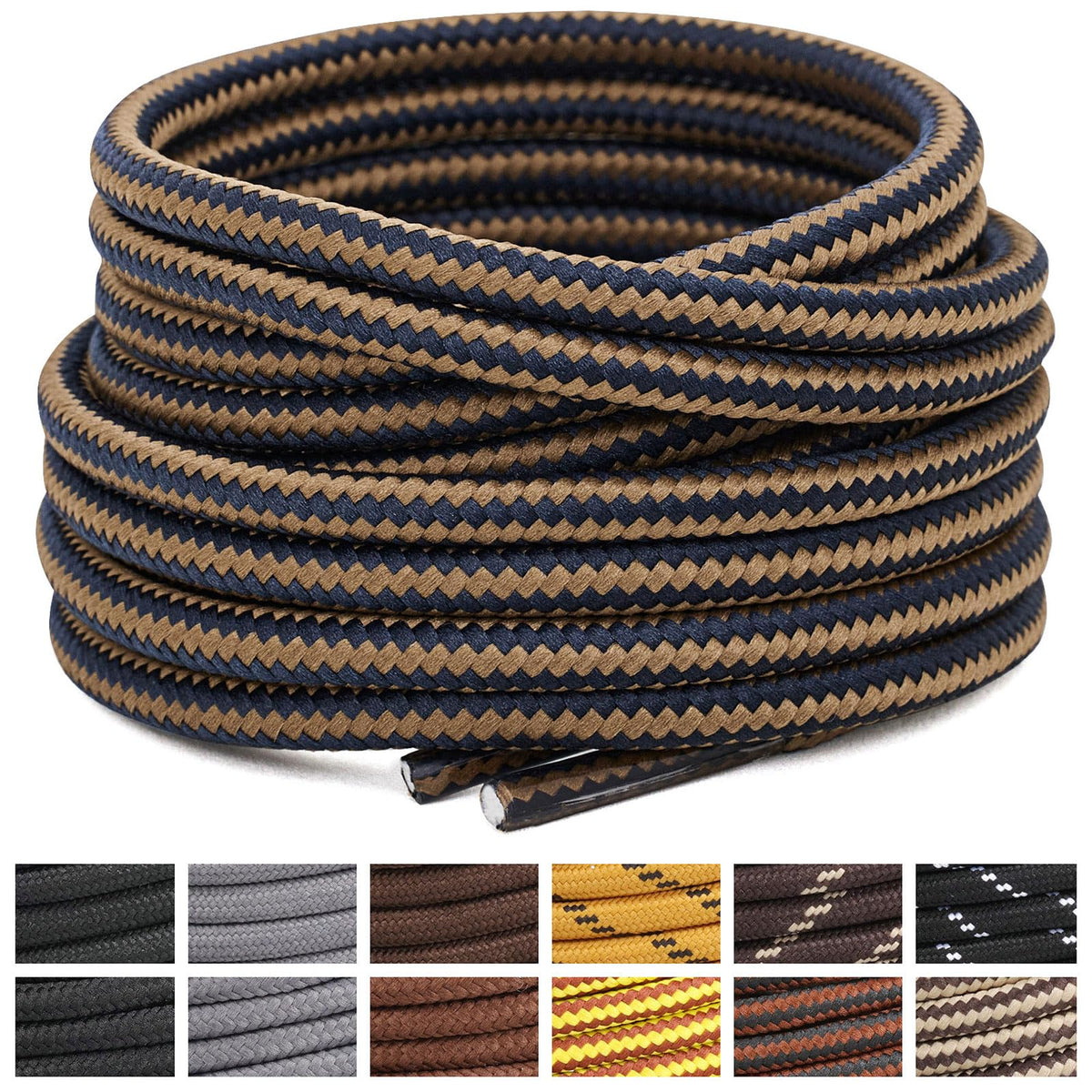 Stepace 2 Pairs Round Heavy Duty Boot Laces for Hiking and Work Boots
