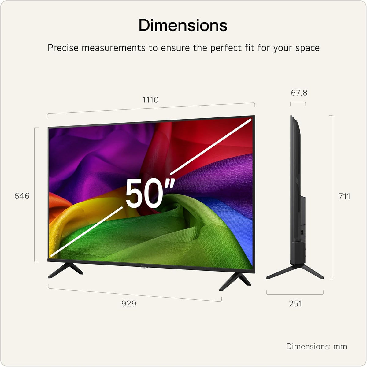 LG 50NU800B6LC Nano UHD AI NU80 4K Smart TV, α7 Processor Gen9, 60Hz, HDR10, Filmmaker Mode™, Google Cast, Apple AirPlay 2, Model Year 2026