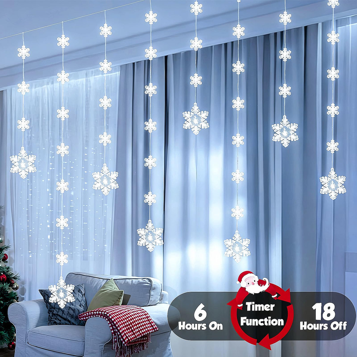 Christmas Star Window Lights, 2M 48 Stars 80 LED Curtain Fairy Lights with Remote, Timer, 8 Modes, Dimmable, USB Powered String Lights for Window, Bedroom, Party, Christmas Decorations