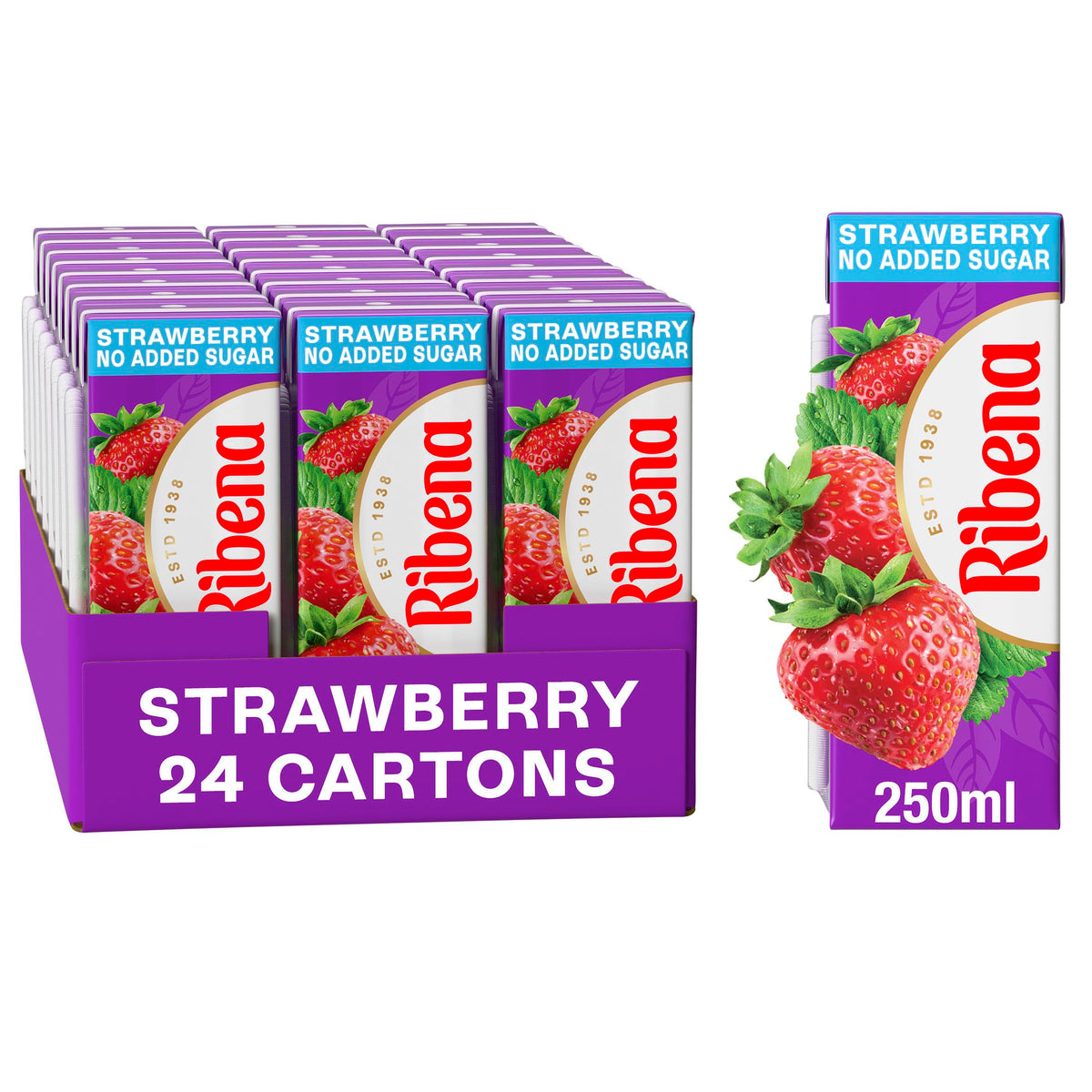 Ribena Blackcurrant Juice Drink Cartons - Multipack 6x250ml; Real Fruit; Rich In Vitamin C; No Artificial Colours or flavours ; Perfect For On The Go