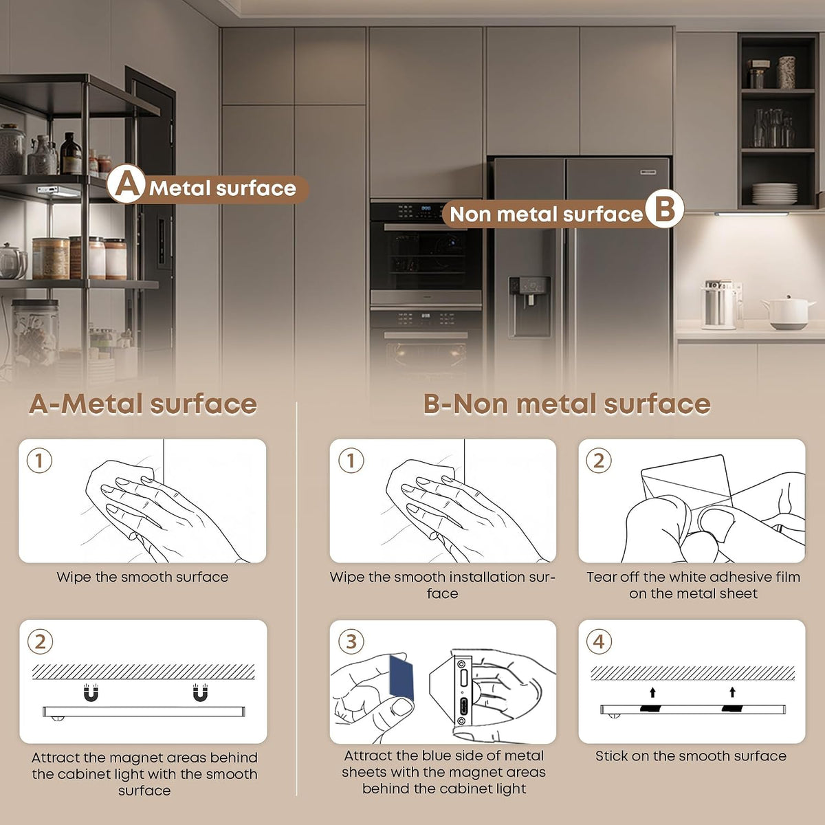 LROLTEF Under Cabinet Dimmable Wardrobe Motion Sensor Lights 3 Color 40cm