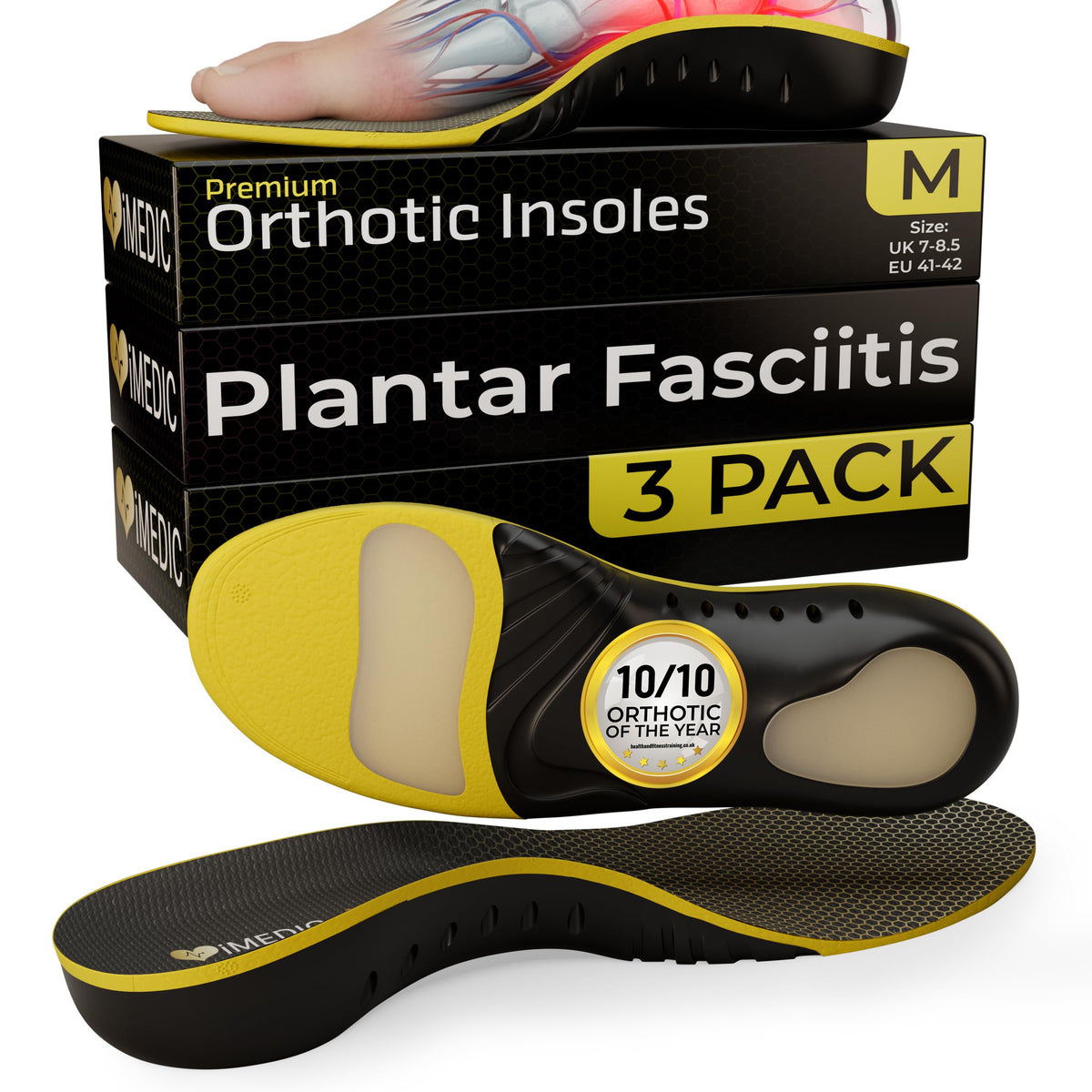 iMedic Orthotic Insoles for Plantar Fasciitis, Size L UK 9-10