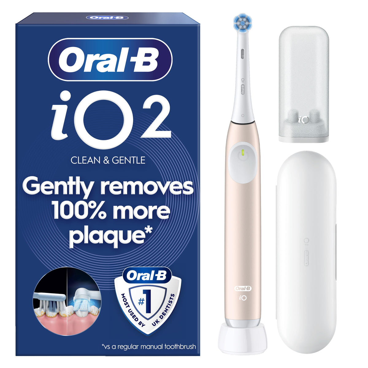 Oral-B iO2 Electric Toothbrush for Adults, Night Black, with Travel Case