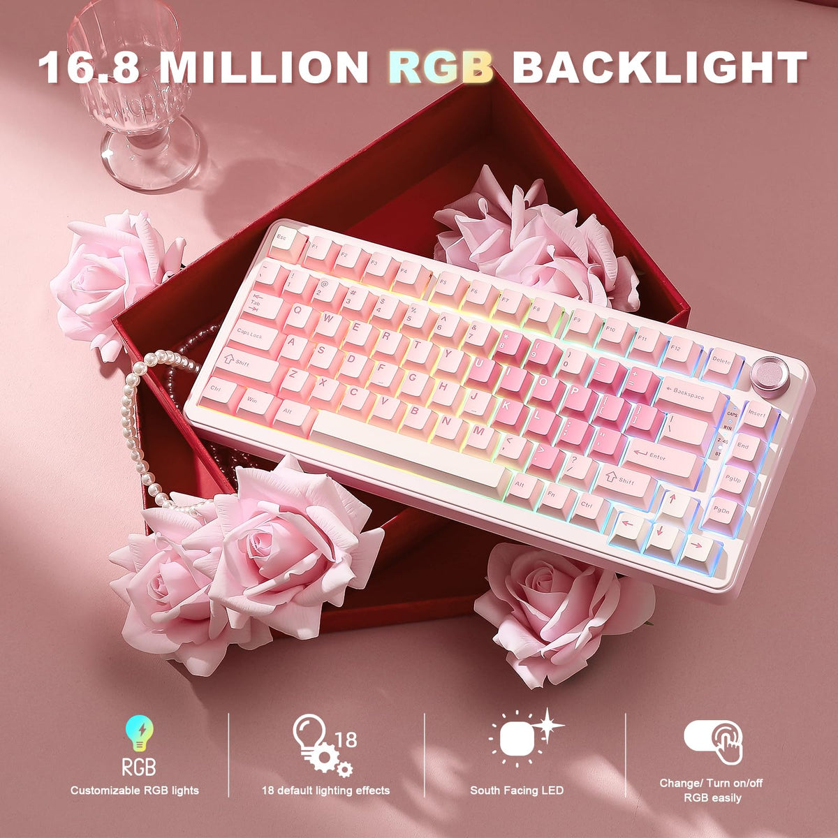 YUNZII B75 PRO 75% Wireless Mechanical Keyboard (Black Heart,Cocoa Switch)