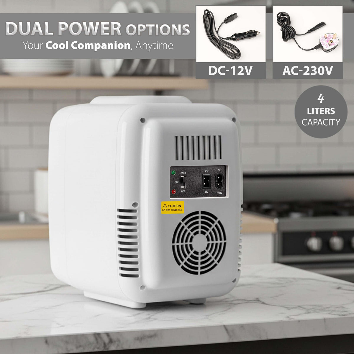 Crystals 4/10/15L Litre Mini Fridge, Table Top Small Fridge Cooler & Warmer for Car Bedrooms Desk Office, 12V DC - 220 AC, Mini Fridge for Bedrooms – Energy Efficient (Black, 4L Litre)