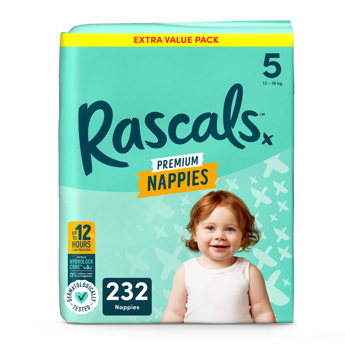 Rascals Premium Nappies Size 3, 296 Count, Feather-Soft