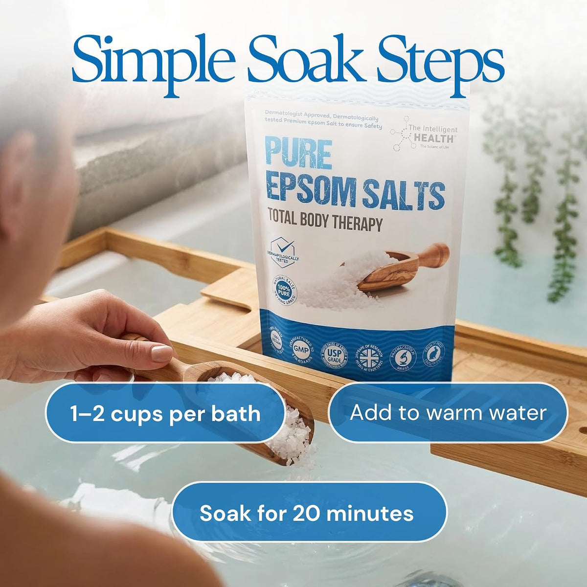 Magnesium Sulphate Bath Salts Soak, Muscle Magnesium Epsom Salts, 1kg