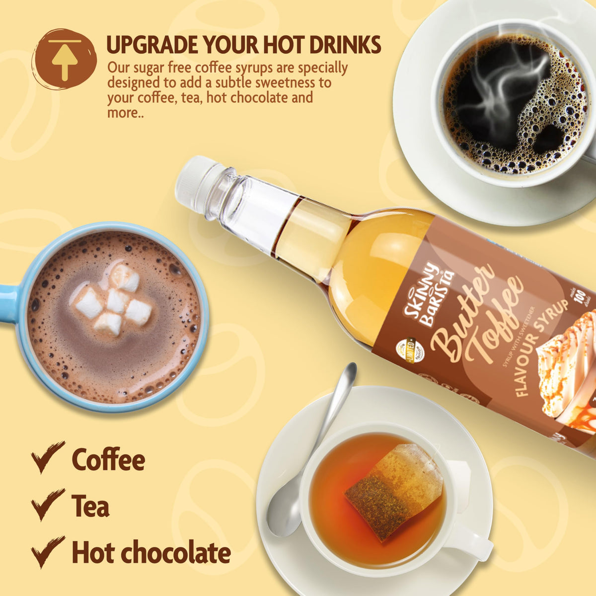 Skinny Food Co Butterscotch Syrup Zero Calorie 1L - Sugar Free Coffee Syrup