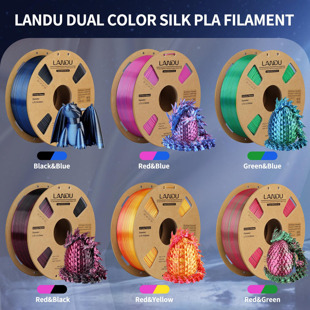 LANDU Filament Dryer 3D Printer Filament Dry Box,2 Spools Double Fast Heating Upgraded Filament Dehydrator Keeping Filaments Dry for 1.75mm/2.85mm One-Key Set for PLA PETG ABS TPU