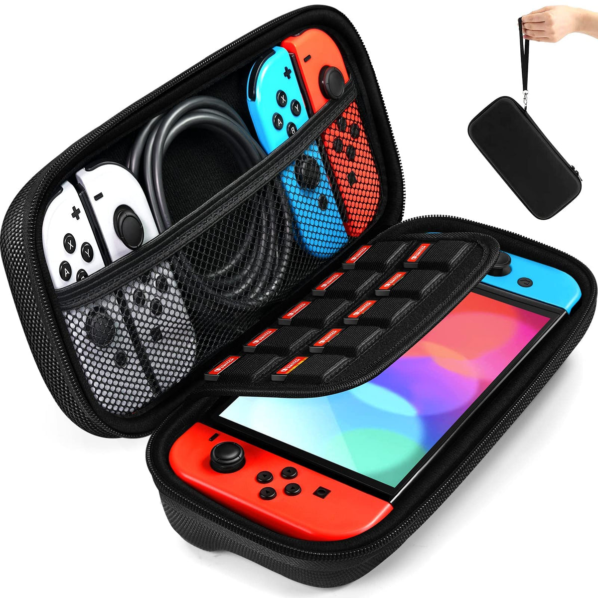 ivoler Carry Case for Nintendo Switch 2 (2025 Model) – Protective Portable Hard Shell Pouch Carrying Travel Game Bag for Nintendo Switch 2 Accessories Holds 12 Game Cartridge– Black