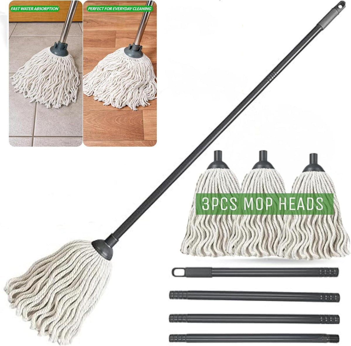 MOP AND BUCKET (3 HEADS ONLY)