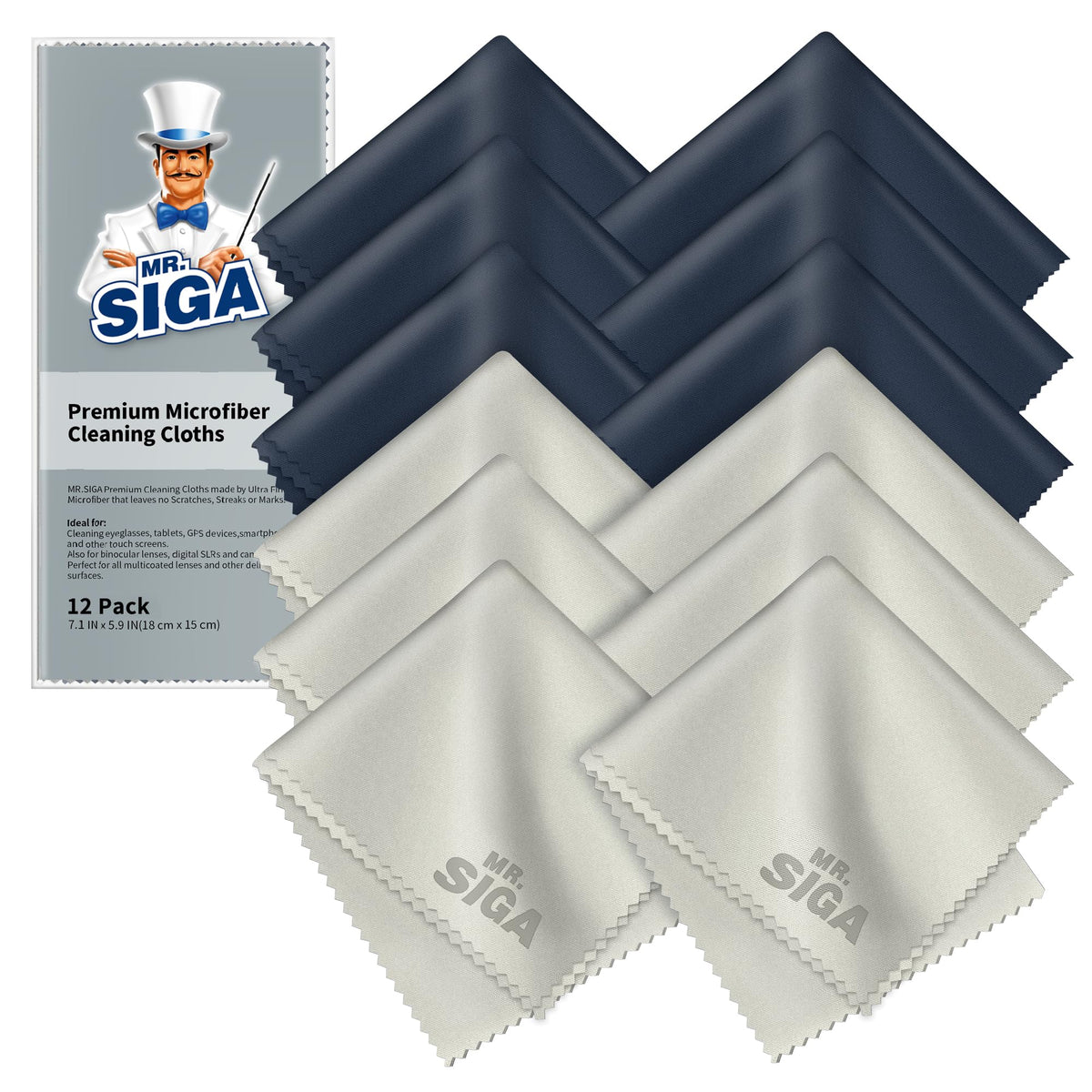 MR.SIGA Microfibre Glasses Cleaning Cloth, Spectacle Cleaner Cloth, 24 Pack