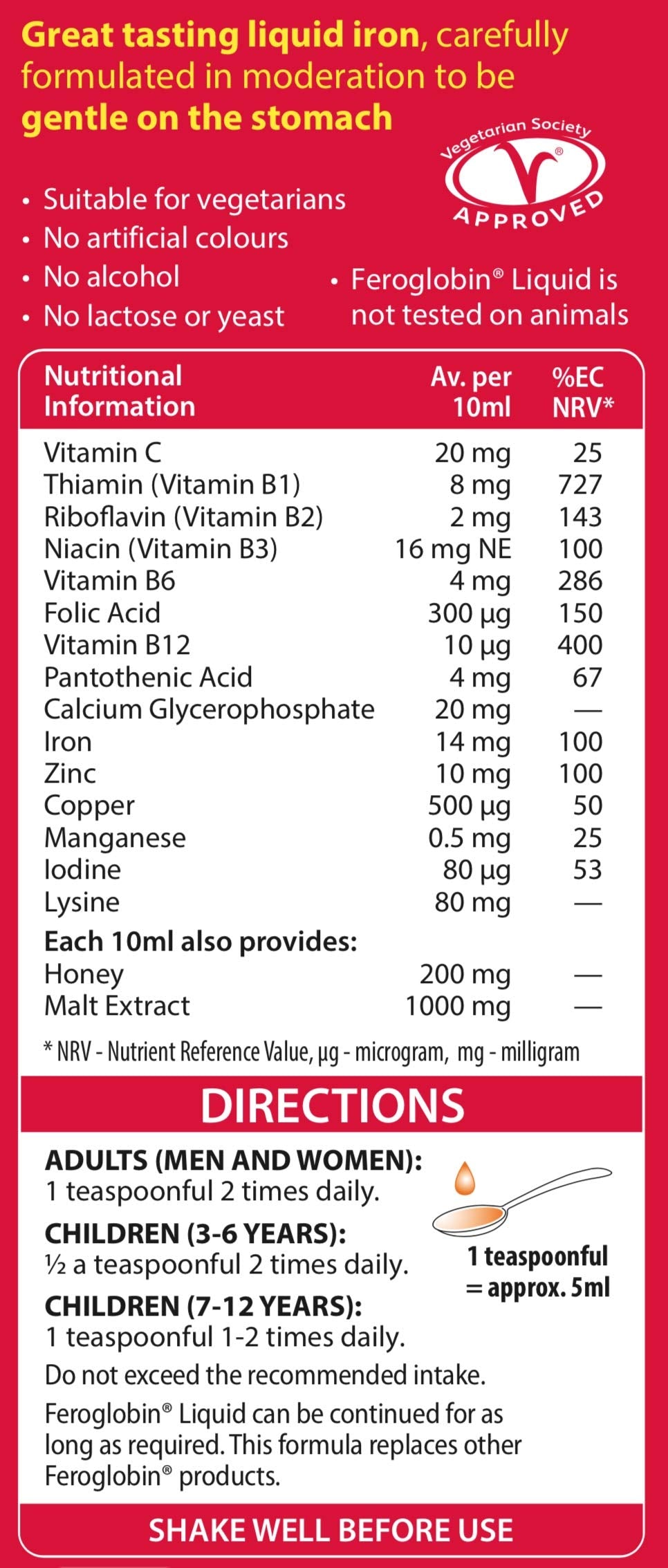 Feroglobin Iron Supplement Capsules Support Iron Defficiency, Anemia and Blood Formation, Boost Energy, Immunity and Vitality While reducing Fatigue and Tiredness