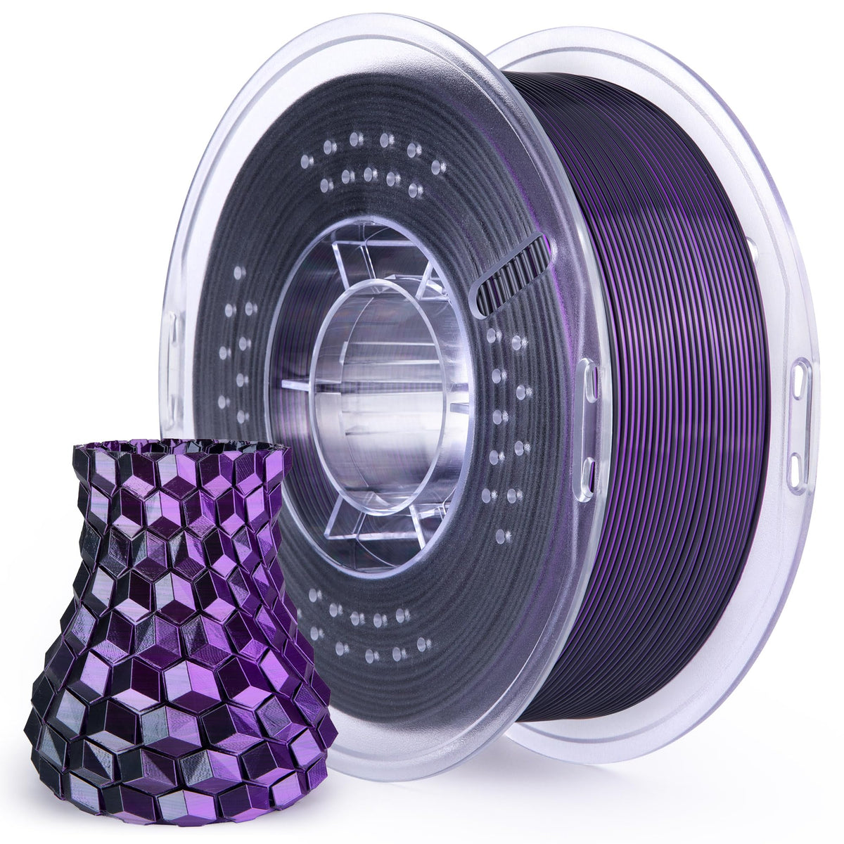 ELEGOO Silk PLA Filament 1.75mm Blue Purple 1KG, Shiny Dual Colours 3D Filament Dimensional Accuracy +/- 0.05mm, 1kg Spool(2.2lbs) Fits for Most FDM 3D Printers