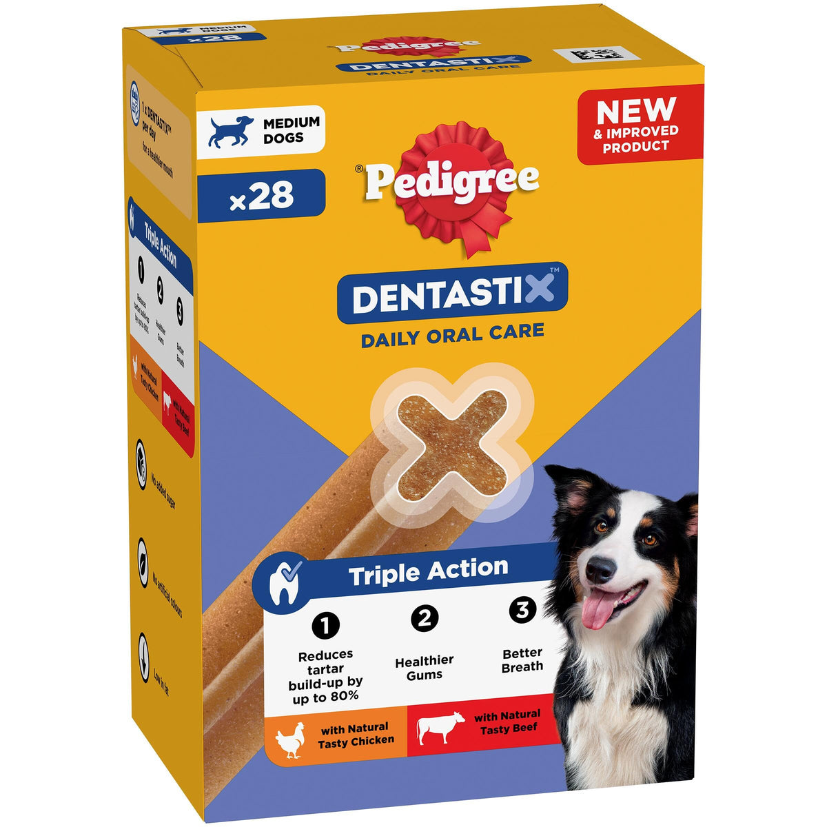 Pedigree DENTASTIX Daily Dental Sticks for Medium Dogs, 112 Sticks with Chicken and Beef