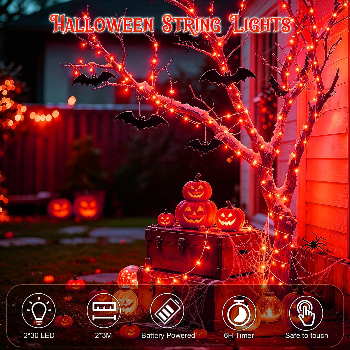Dalugo Battery Fairy Lights, 3M 30 LED Warm White String Lights with 6h Timer, IP65 Waterproof Battery Powered Fairy Lights for Indoor Outdoor Christmas Decorations